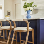 blue cord vase rope embossed glazed
