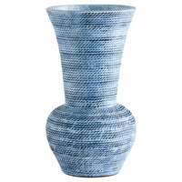 blue cord vase rope embossed glazed