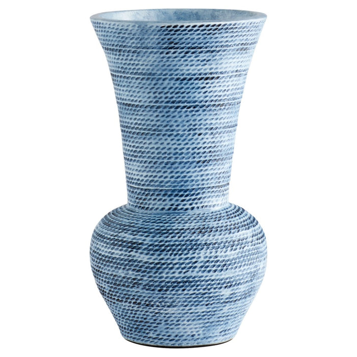 blue cord vase rope embossed glazed