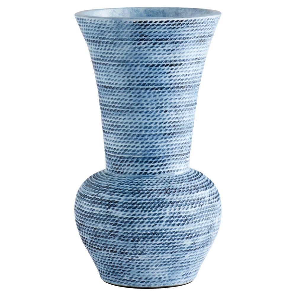 blue cord vase rope embossed glazed