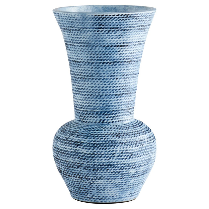 blue cord vase rope embossed glazed
