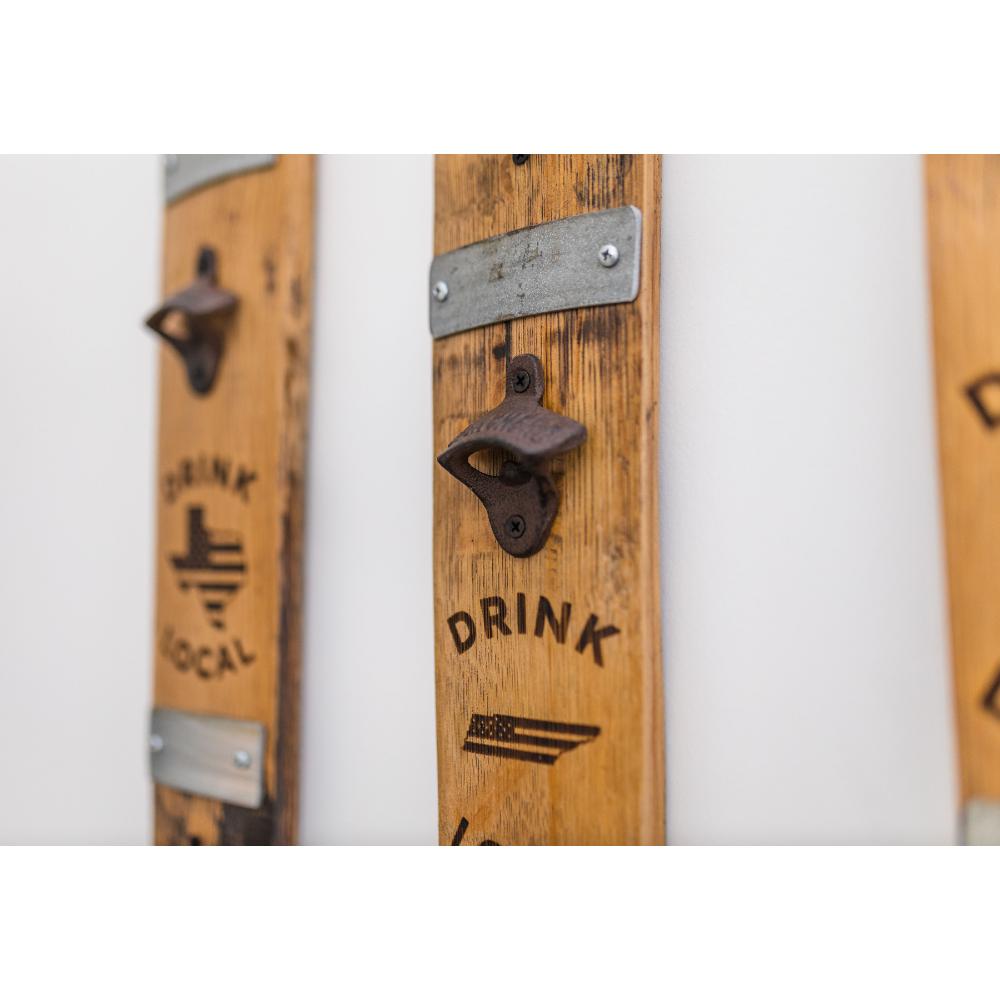 bottle opener wood etched rustic