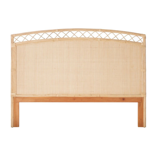 king headboard natural woven rattan peel arched  