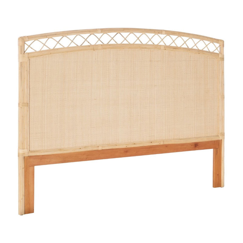 king headboard natural woven rattan peel arched  