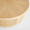 round coffee table light natural oak rattan side panels