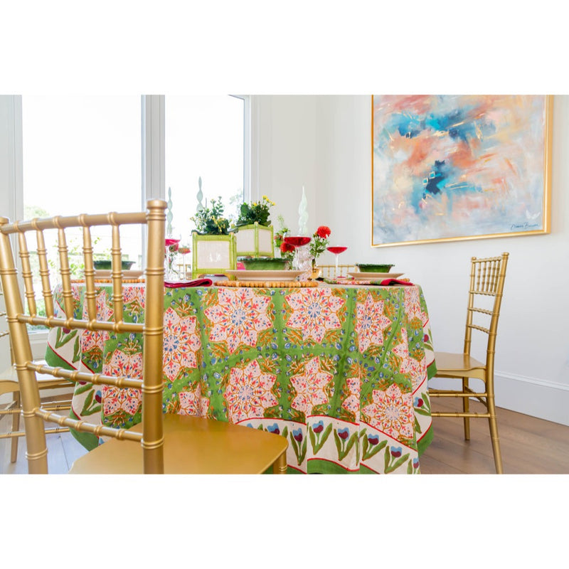 pink green block-printed cotton napkins 8