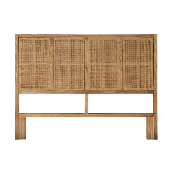 headboard natural wood frame rattan cane panels