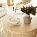 round coffee table light natural oak rattan side panels