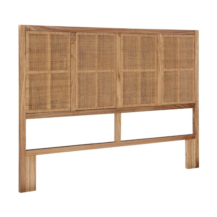 headboard natural wood frame rattan cane panels