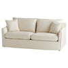 cream slipcovered small 2 cushion sofa