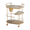 oval bar cart brass finish 3 shelves casters