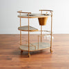 oval bar cart brass finish 3 shelves casters