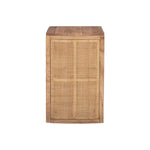natural wood bedside table shelf rattan cane rounded sides