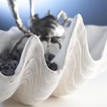 large white plaster clam shell