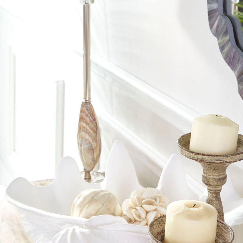 large white plaster clam shell
