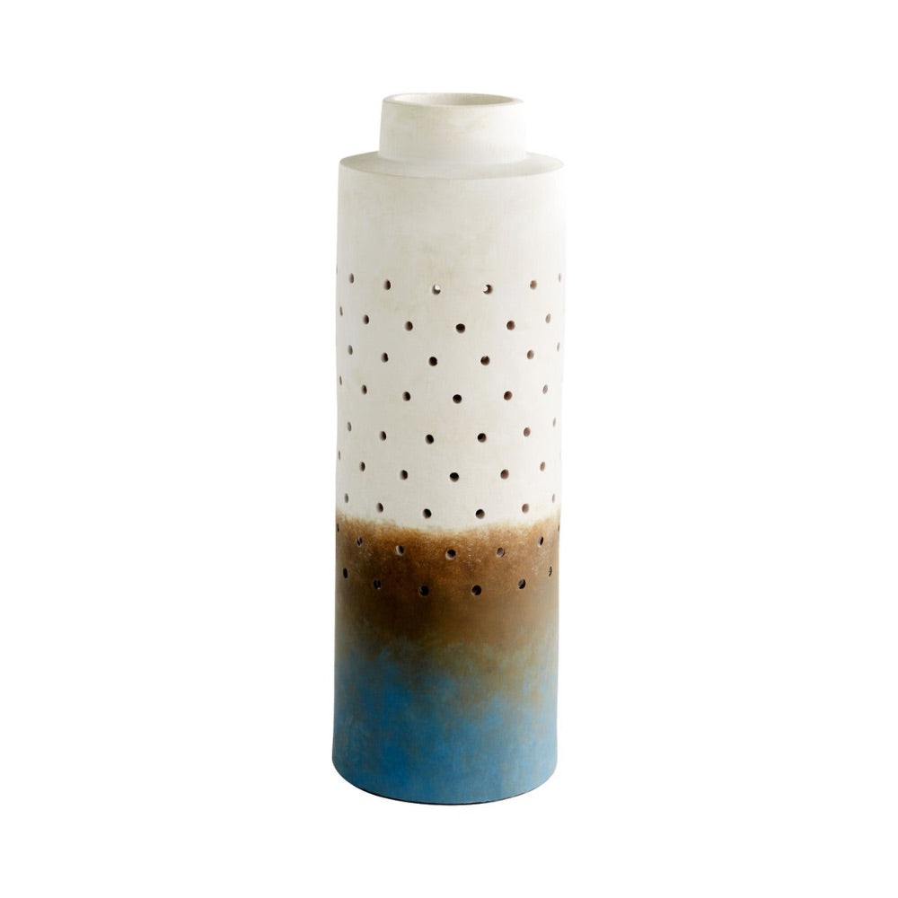 ombre-like blue brown white tall vase holes