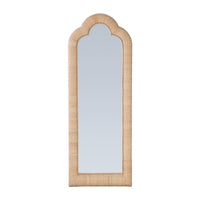 tall arched floor mirror natural rattan woven frame
