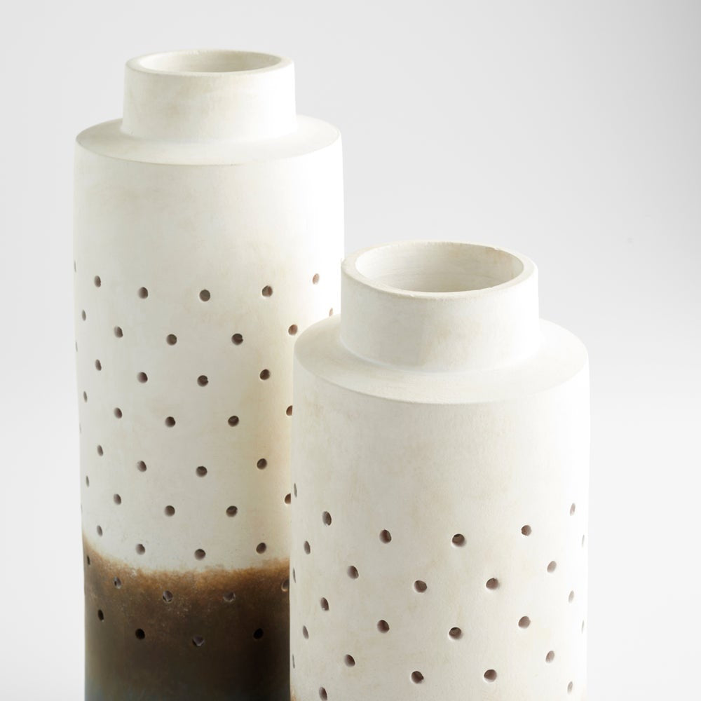 ombre-like blue brown white tall vase holes