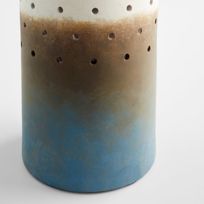 ombre-like blue brown white tall vase holes