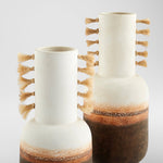 ombre-like brown rust cream vase jute tassels