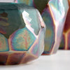 glass vase facets two-tone gold green