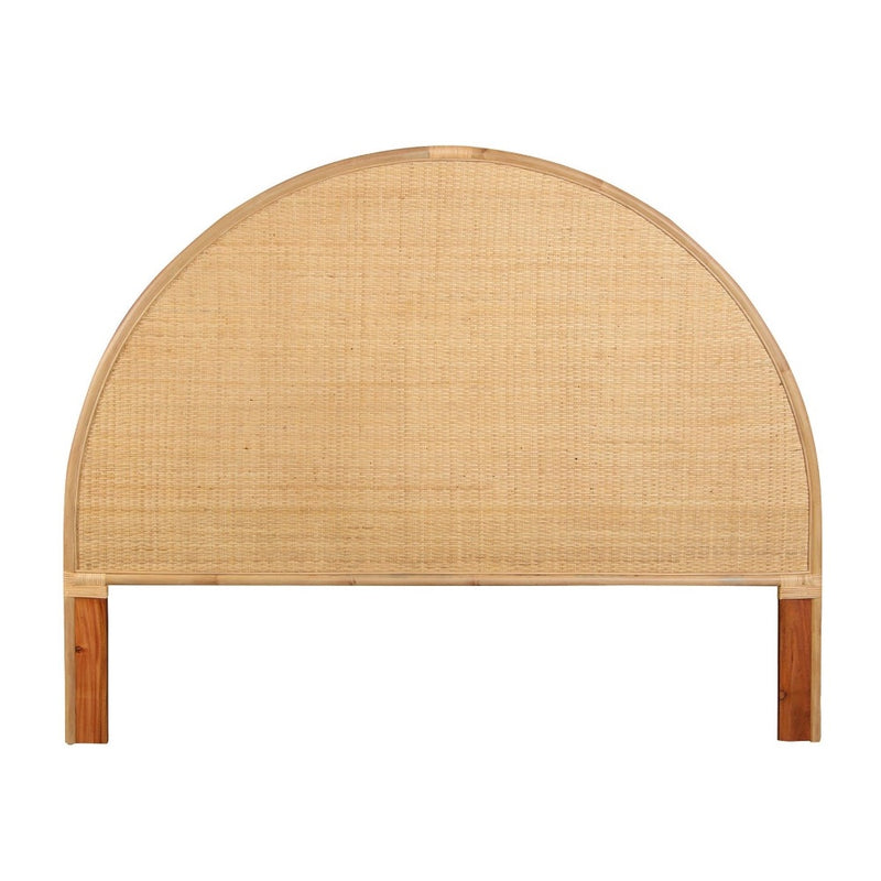 king headboard natural woven rattan peel arched  