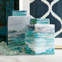 watercolor blues greys porcelain jar lid