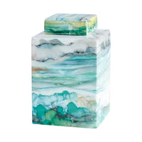 watercolor blues greys porcelain jar lid