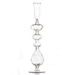 tall clear glass mouth-blown taper candleholder