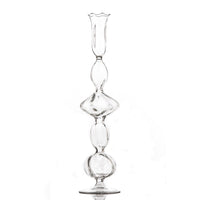 tall clear glass mouth-blown taper candleholder
