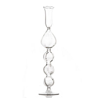 tall clear glass mouth-blown taper candleholder