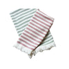 green white stripe fringe linen napkins