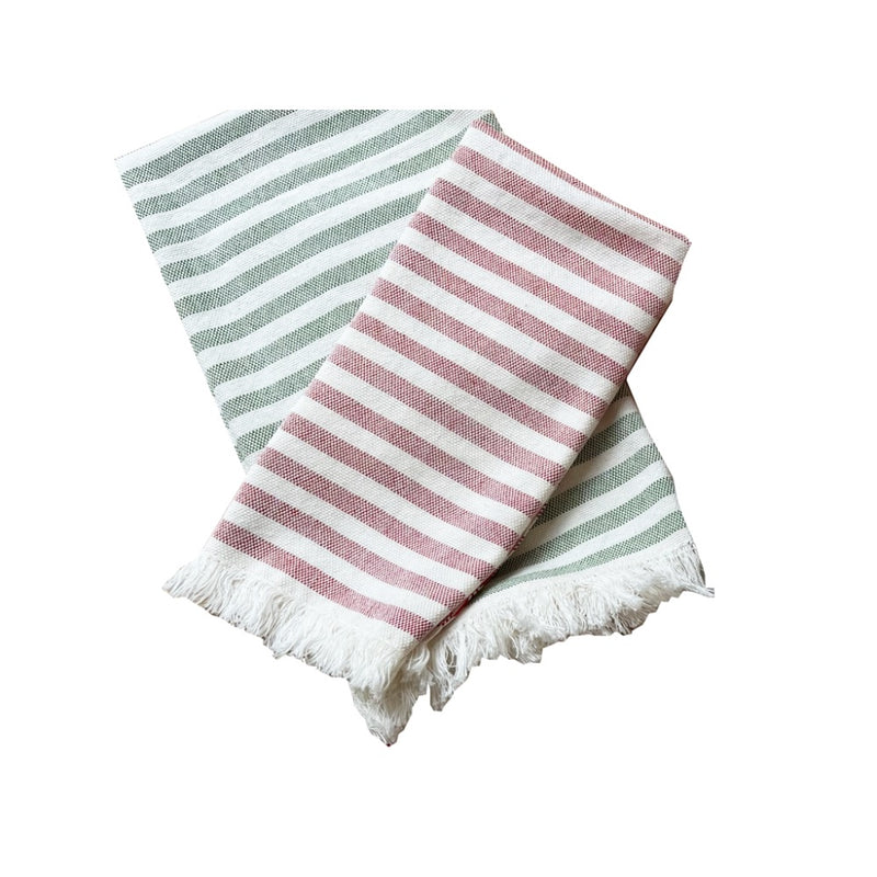 red white stripe fringe linen napkins