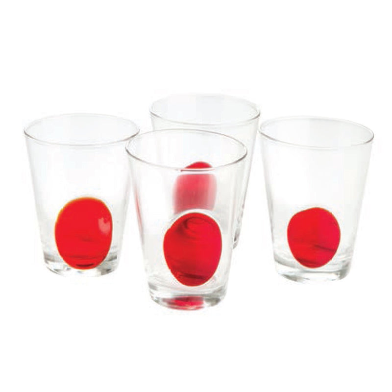 cocktail glasses clear large red dot