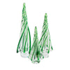 twisted clear green glass holiday tree set 3