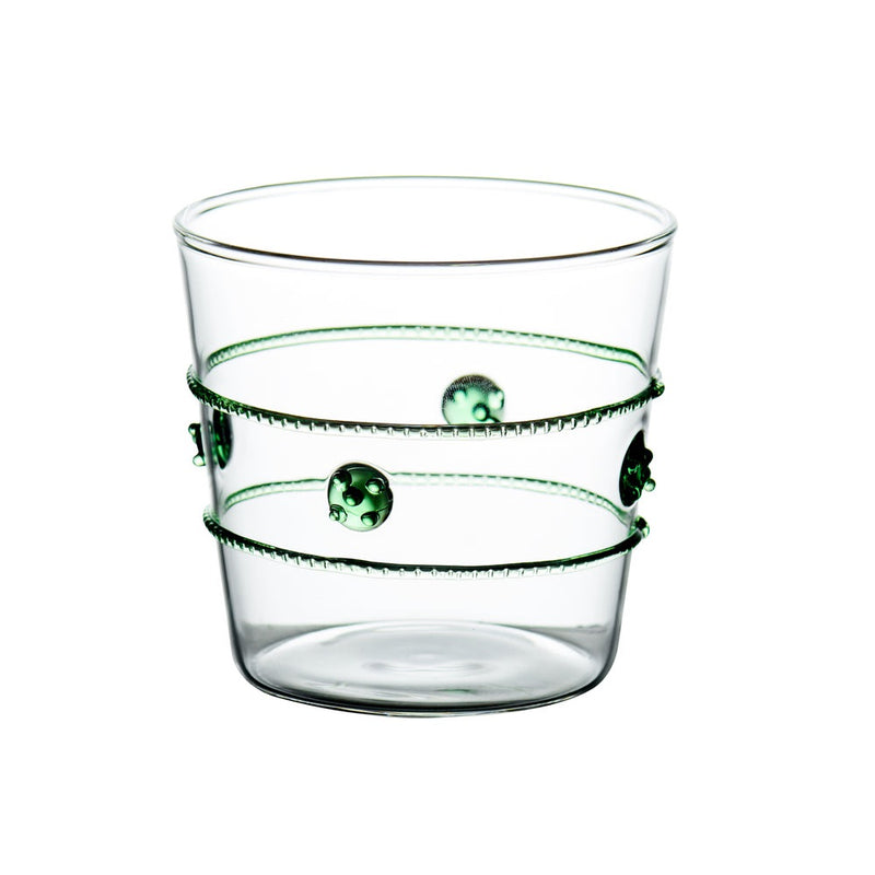 clear cocktail glasses green medallions rope detail