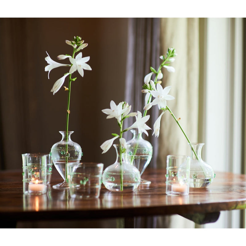 clear cocktail glasses green medallions rope detail