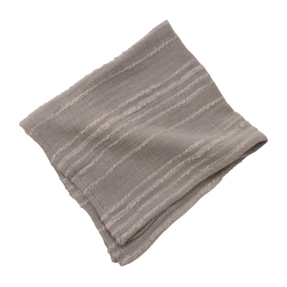 grey square cloth napkin textured stripes