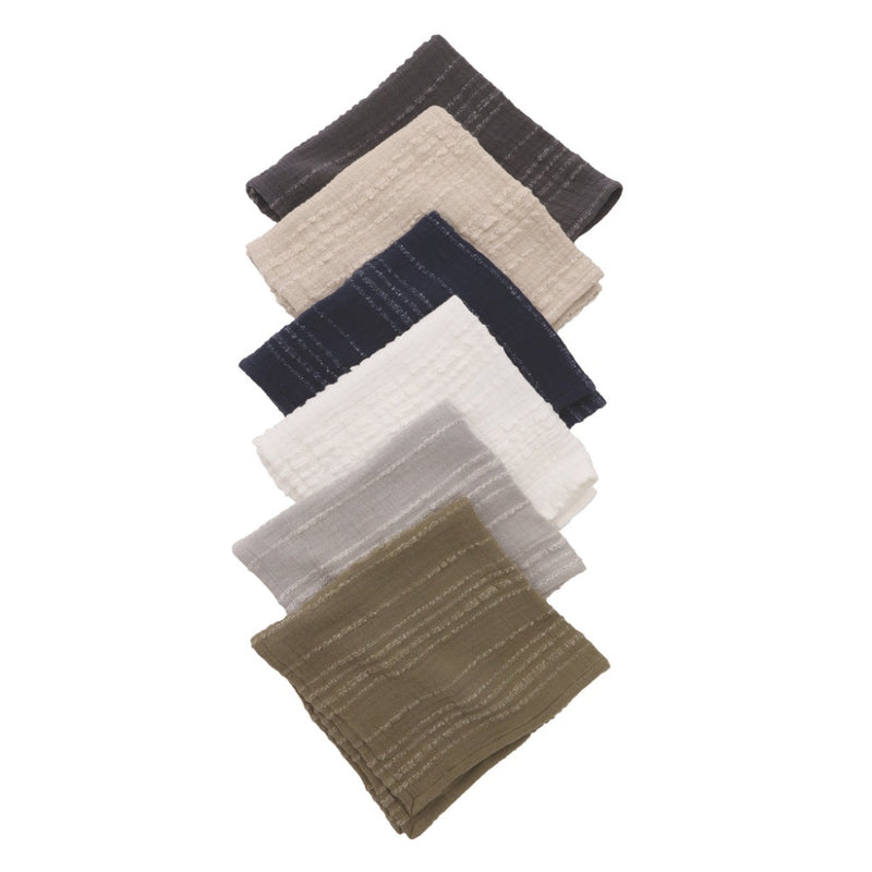 taupe square cloth napkin textured stripes