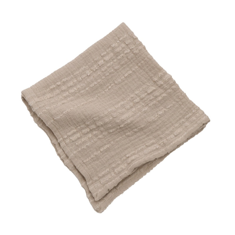 taupe square cloth napkin textured stripes