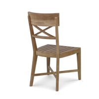 Teak dining side chair X stretcher back