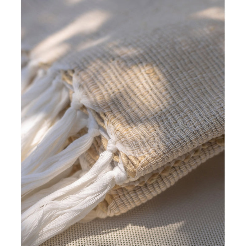 natural tan white linen throw tassels