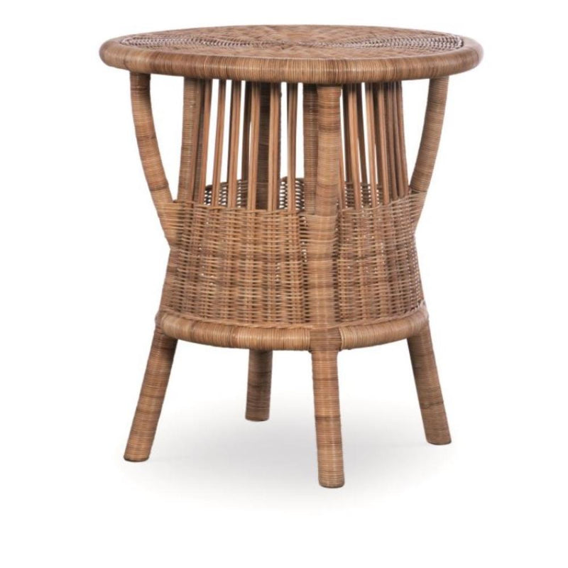 Natural wicker round accent table