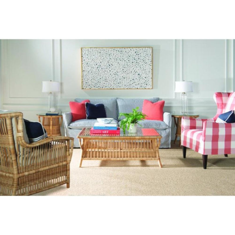 Natural wicker round accent table