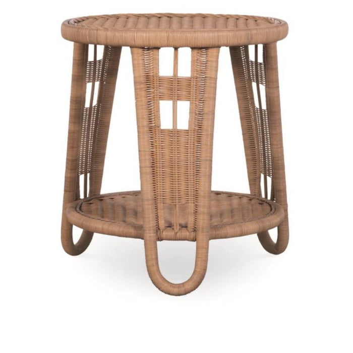Natural wicker round accent table