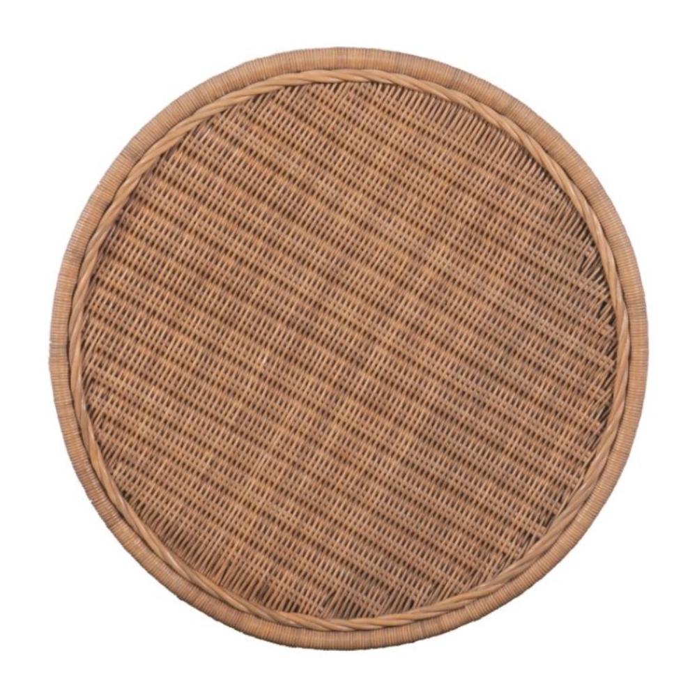 Natural wicker round accent table