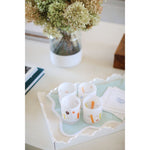 white frosted tumbler glasses colorful abstract design