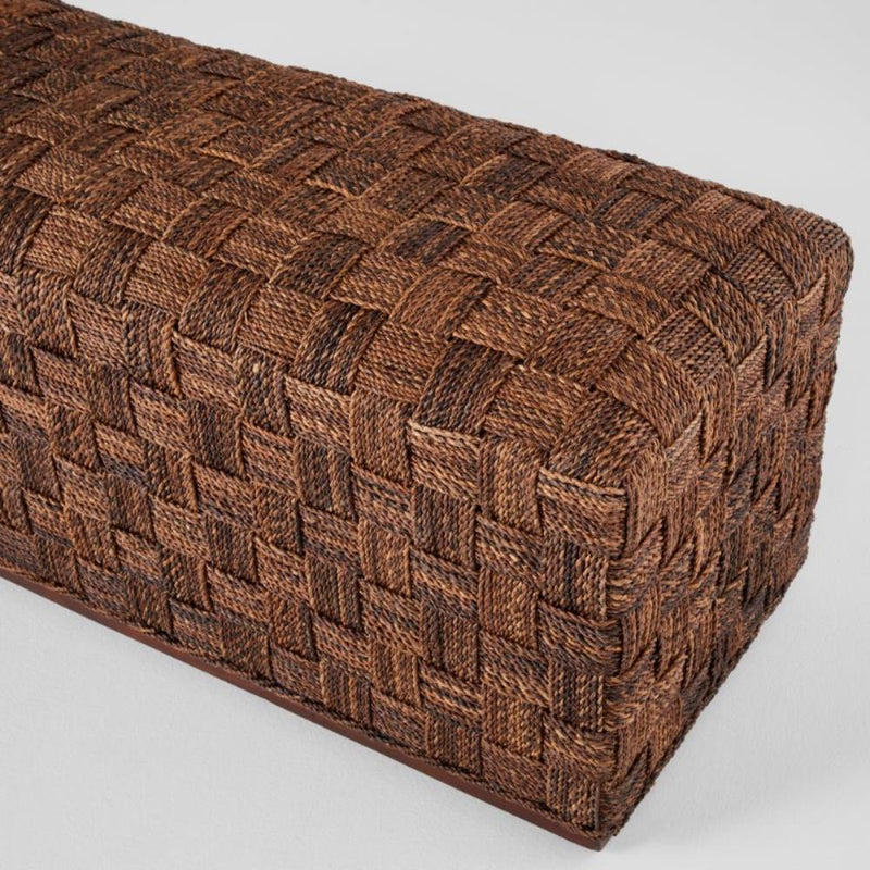 woven brown banana tree bark bench