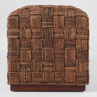 woven brown banana tree bark bench