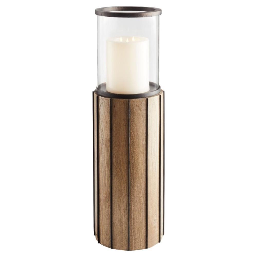 tall mango wood column candle hurricane 